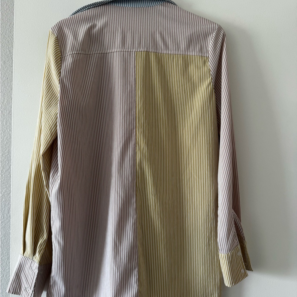 Striped Multi-Color Shirt Jacket - Pastel Yellow, Blue & Pink - Picture 2 of 2